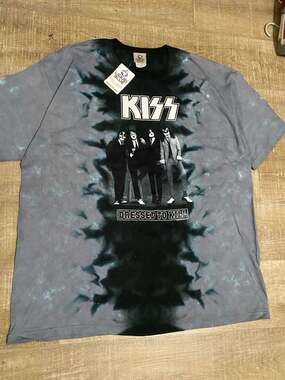 NWT Vintage KISS Dressed To Kill 2005 Liquid Blue Tie-Dye Band T-Shirt XXL